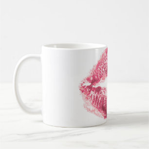 Realistisch rosa Lippen, abgeschiedener Kuss Kaffeetasse