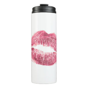 Realistisch rosa Lippen, abgeschiedener Kuss Thermosbecher