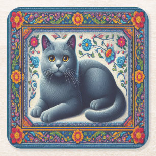 Realistisch russischer blauer Katzenhai Rechteckiger Pappuntersetzer
