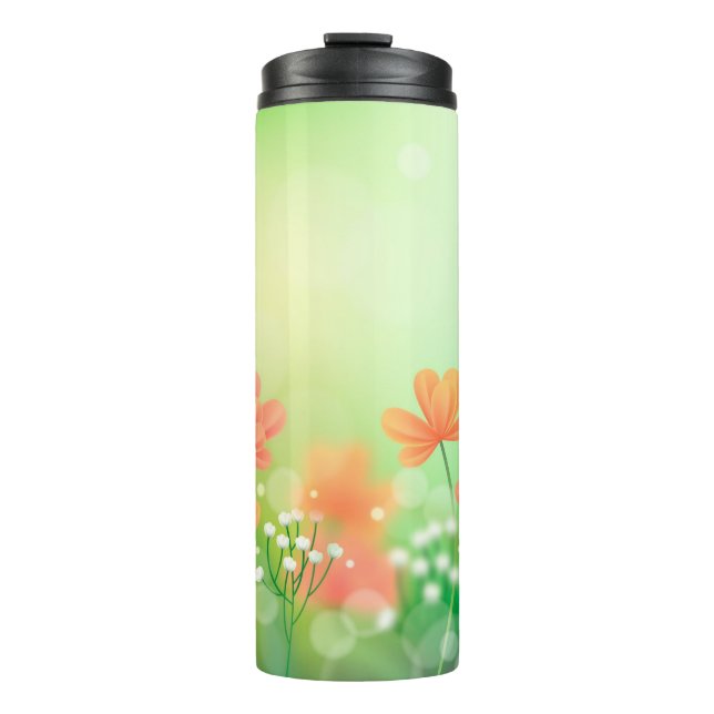 Realistisch verschwommener Frühling - Hintergrund- Thermosbecher (Vorderseite)