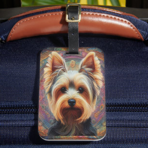 Realistisch Yorkshire Terrier Dog Colorful Border Gepäckanhänger