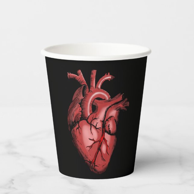 Realistische anatomische Heart Image Paper Cups Pappbecher (Vorderseite)