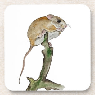 Realistische Aquarellmaus in einem Baum Getränkeuntersetzer