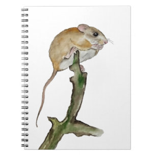 Realistische Aquarellmaus in einem Baum Notizblock