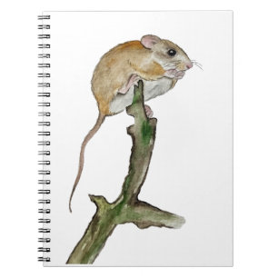Realistische Aquarellmaus in einem Baum Notizblock