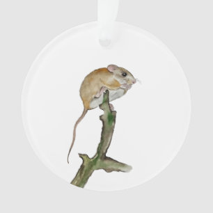 Realistische Aquarellmaus in einem Baum Ornament