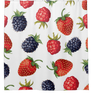 Realistische Berries Köstliches nahtloses Muster Duschvorhang