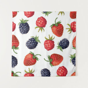 Realistische Berries Köstliches nahtloses Muster Wandteppich