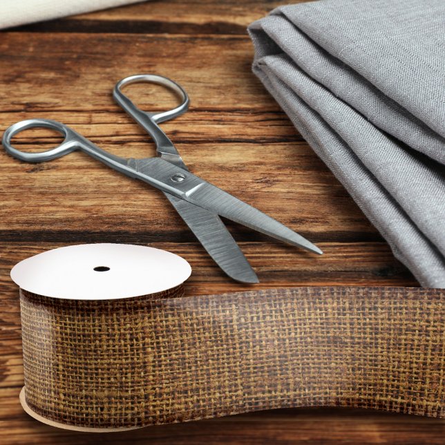 Realistische Burlap Textur einfache Chic Rustic Br Satinband (Von Creator hochgeladen)