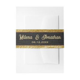 Realistische Burlap Textur Rustikale Gold Holzkohl Einladungsbanderole