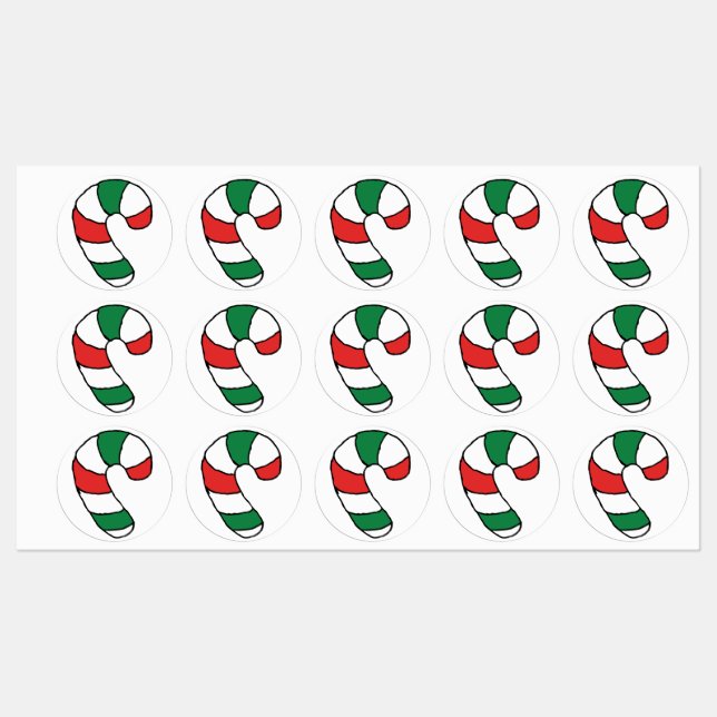 Realistische Candy Cane Zeichnend Candy Cane Zeich Etiketten (Blatt)