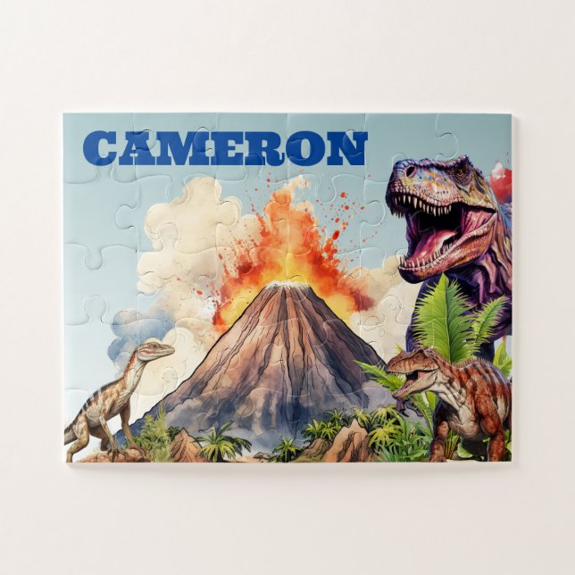 Realistische Dinosaurier und Volcano-Individuelle  (Horizontal)