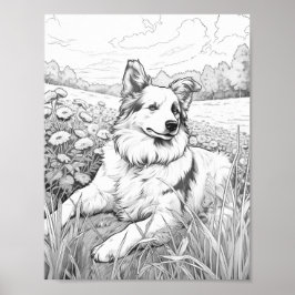 Realistische Dog-Erwachsenenfärbung Poster