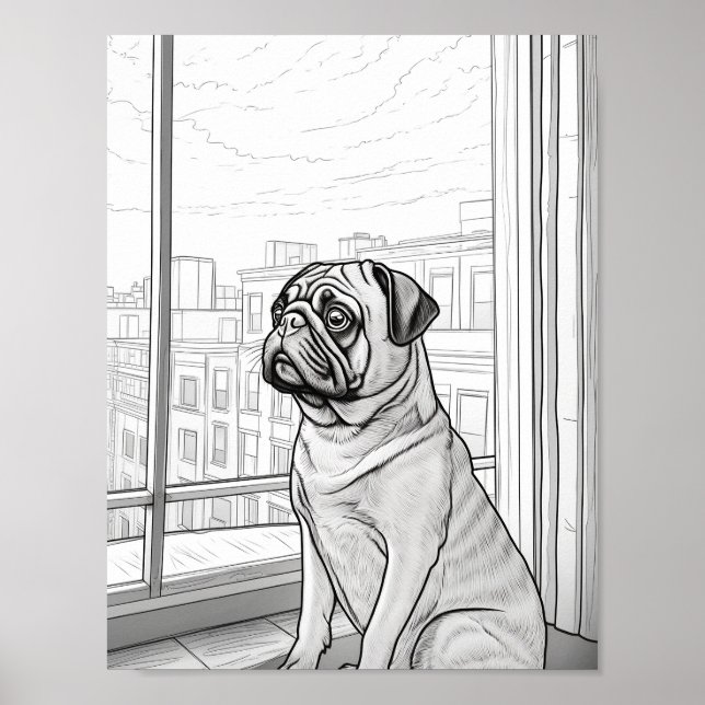 Realistische Dog-Erwachsenenfärbung Poster (Vorne)