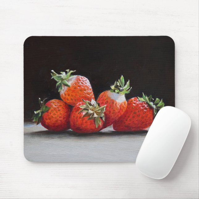 Realistische Erdbeeren Stillleben Ölgemälde Mousepad (Mit Mouse)