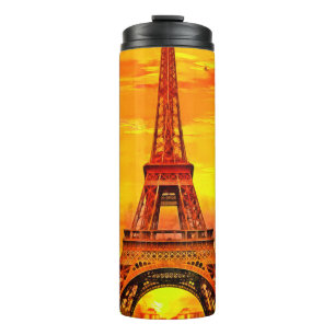 realistische farbige Ölmalerei auf dem Eiffelturm  Thermosbecher