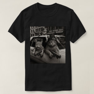 Realistische Gangsta-Katzen-Urbanszene – Trendige T-Shirt