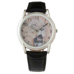 Realistische Gemälde von großen Katzenbrüller Armbanduhr