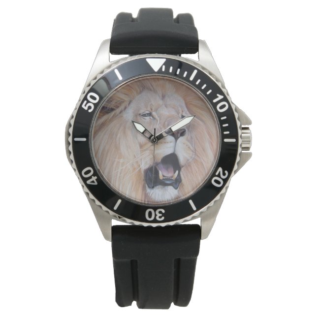 realistische Gemälde von großer Katzenbrüllerin Armbanduhr (Vorderseite)