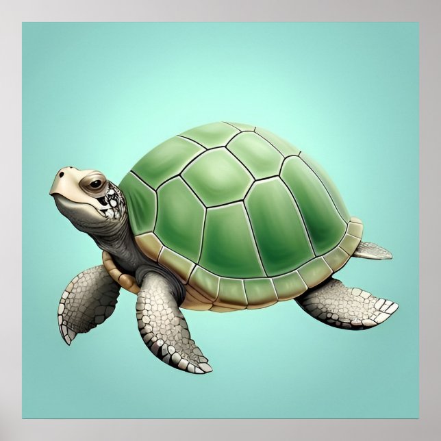 Realistische Grünschildkröte Poster (Vorne)