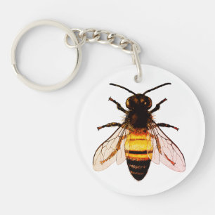 Realistische Honey Bee Art Illustration Schlüsselanhänger