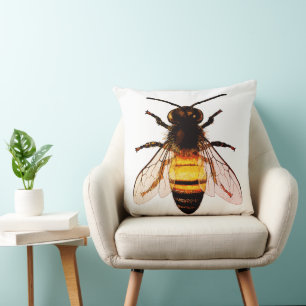 Realistische Honigbienen-Kunstillustration Kissen