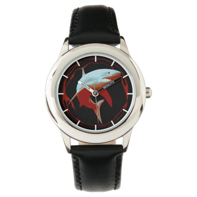 Realistische Illustration | Weißer Hai Armbanduhr (Vorderseite)