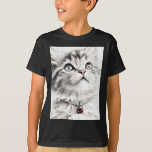 Realistische Katzen-Bleistift-Zeichnung-Aufkleber T-Shirt