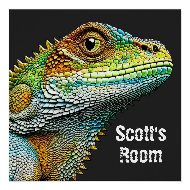 Realistische Lizard Iguana Personalisiert Poster (Vorderseite)