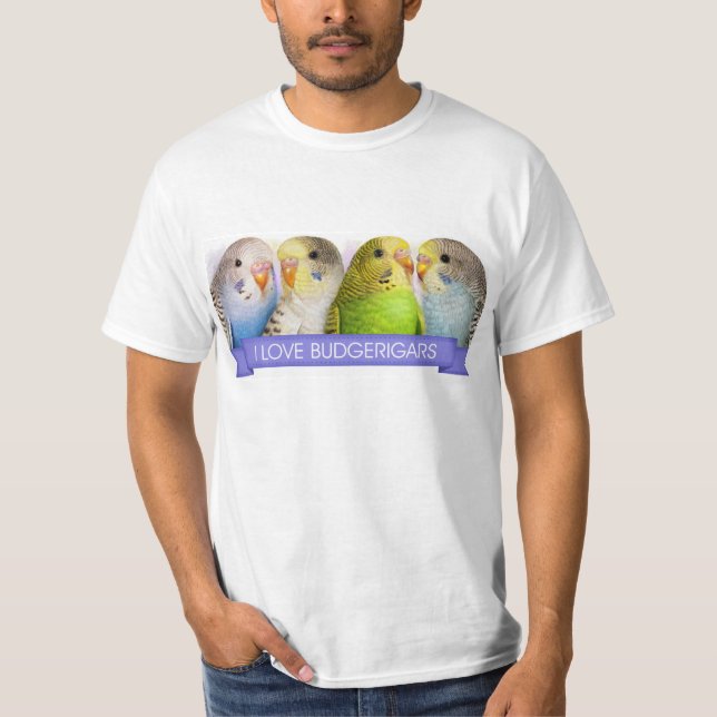 Realistische Malerei der Budgerigars T-Shirt (Vorderseite)