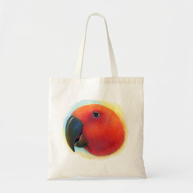 Realistische Malerei roten eclectus Papageien Tragetasche (Vorne)