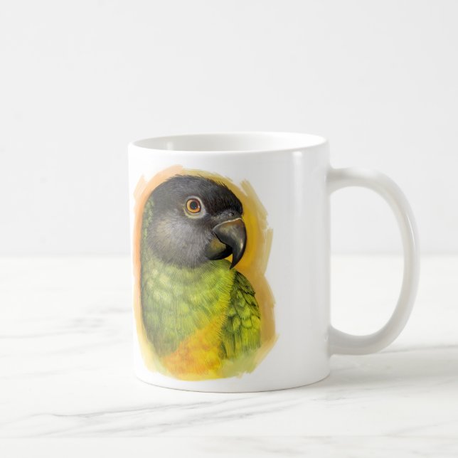 Realistische Malerei Senegal-Papageien Kaffeetasse (Rechts)
