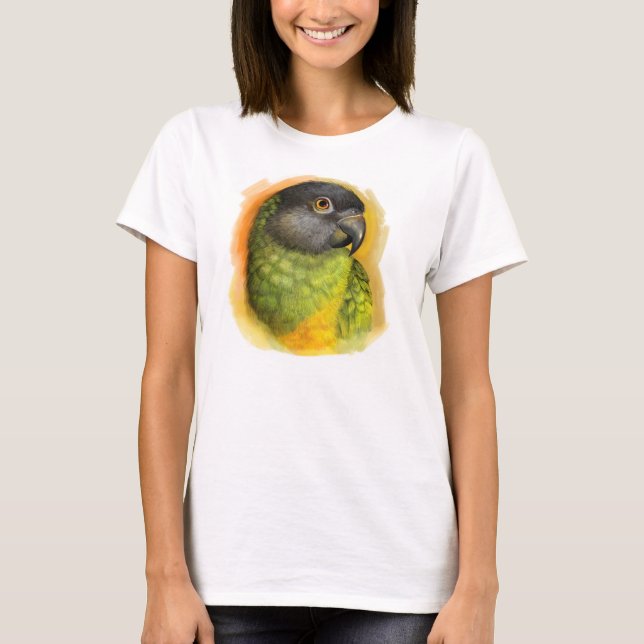 Realistische Malerei Senegal-Papageien T-Shirt (Vorderseite)