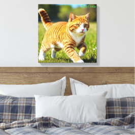 Realistische orange getigerte Katze auf einer sonn Leinwanddruck