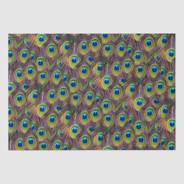 Realistische Peacock Feathers Bohemisch Seidenpapier (Vorderseite)