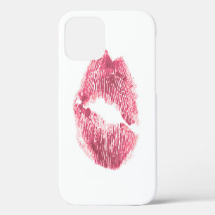 Realistische rosa Lippen, isolierter Kuss iPhone 12 Hülle
