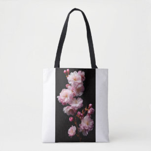 Realistische schwarze Sakura-Blüten Tasche