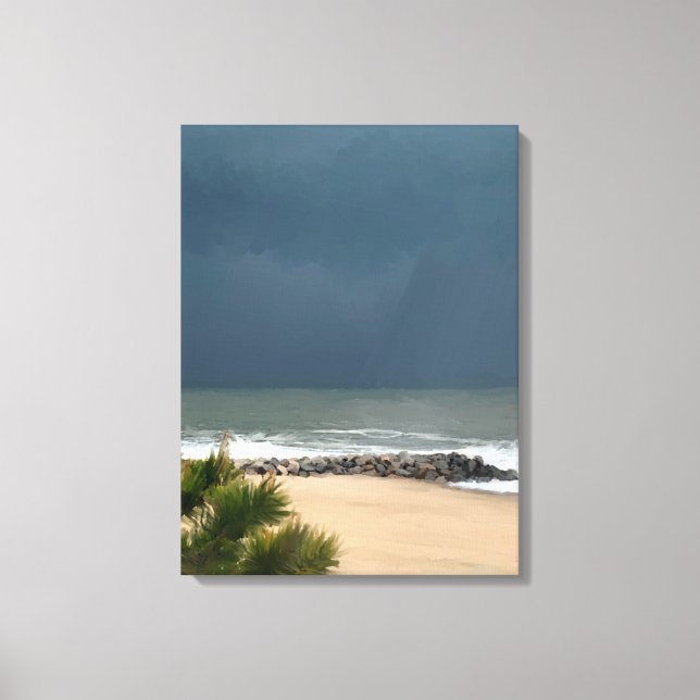 Realistische Seeküche Delaware Beach Rain Leinwanddruck (Vorderseite)