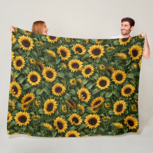 Realistische Sonnenblumen-Botanik-Kunst Fleecedecke