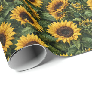 Realistische Sonnenblumen-Botanik-Kunst Geschenkpapier