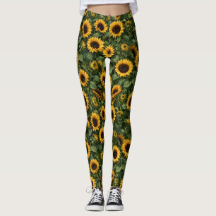 Realistische Sonnenblumen-Botanik-Kunst Leggings
