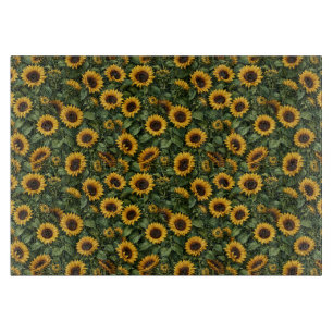 Realistische Sonnenblumen-Botanik-Kunst Schneidebrett