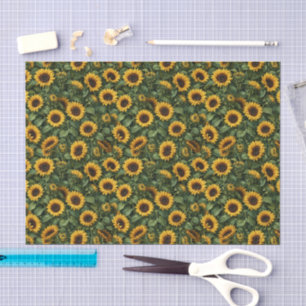 Realistische Sonnenblumen-Botanik-Kunst Seidenpapier