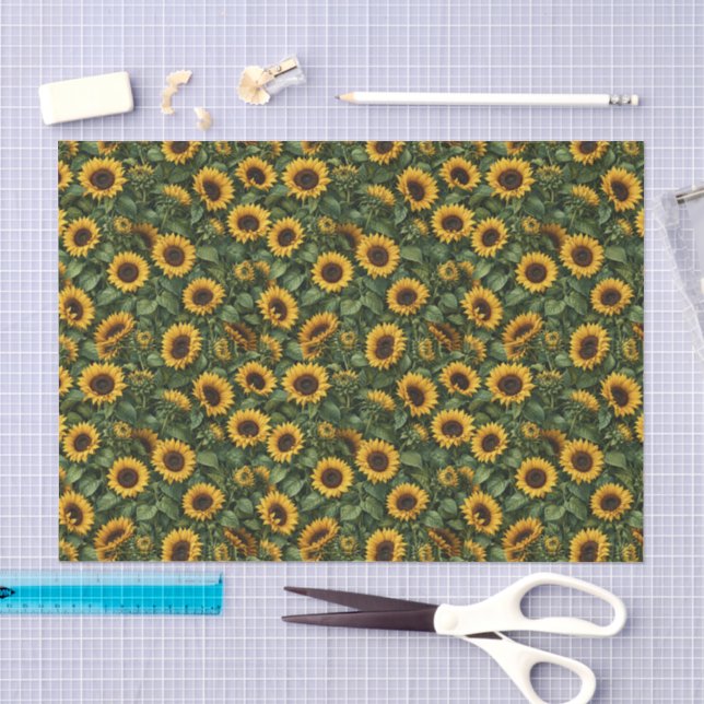 Realistische Sonnenblumen-Botanik-Kunst Seidenpapier (Handwerk)