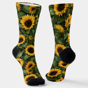 Realistische Sonnenblumen-Botanik-Kunst Socken