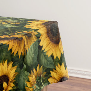 Realistische Sonnenblumen-Botanik-Kunst Tischdecke