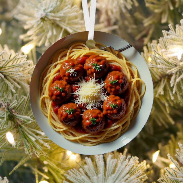 Realistische Spaghetti Personalisierte Weihnachten Ornament Aus Metall (InSitu)