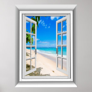 Realistische Szenen-Fake-Fenster-Ansicht des Poster