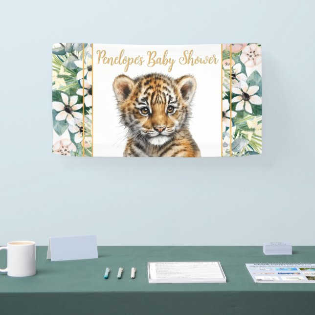 Realistische Tiger Cub Gender Neutral Baby Dusche Banner (Messe)