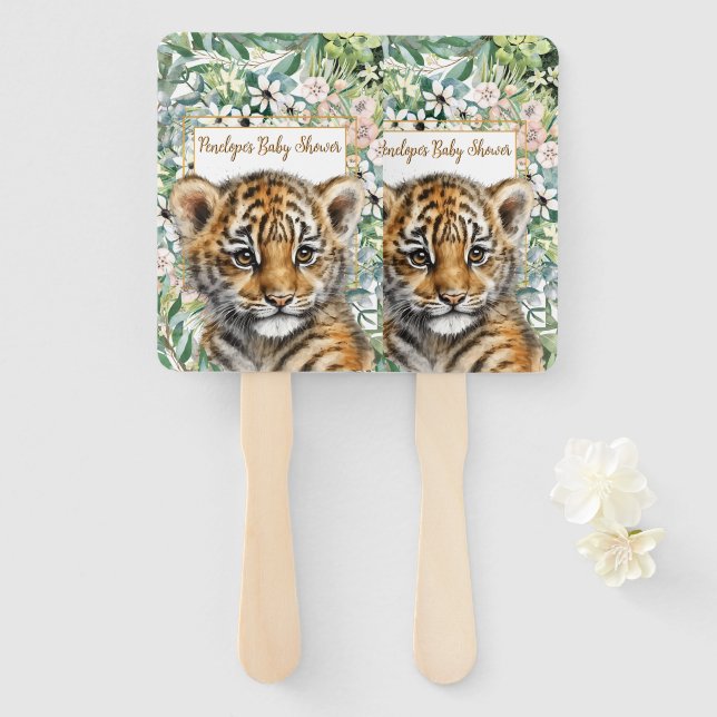 Realistische Tiger Cub Gender Neutral Baby Dusche Fächer (Vorne und Hinten)